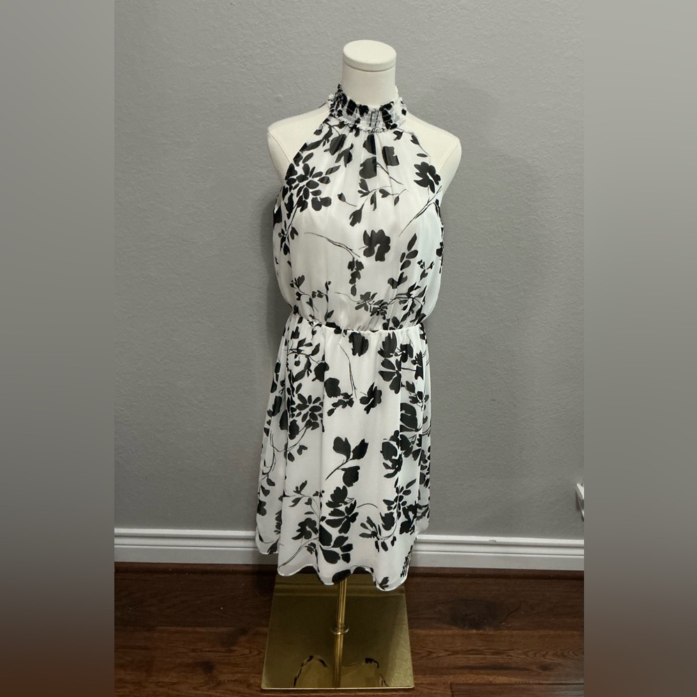 White House Black Market Black Floral Mini Dress